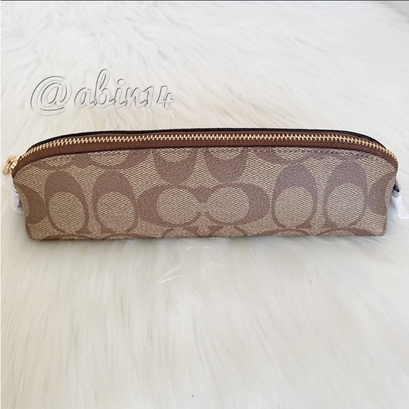 NWT Coach Signature Canvas Leather Pencil Cosmetic Organizational Case - Picture 4 of 4